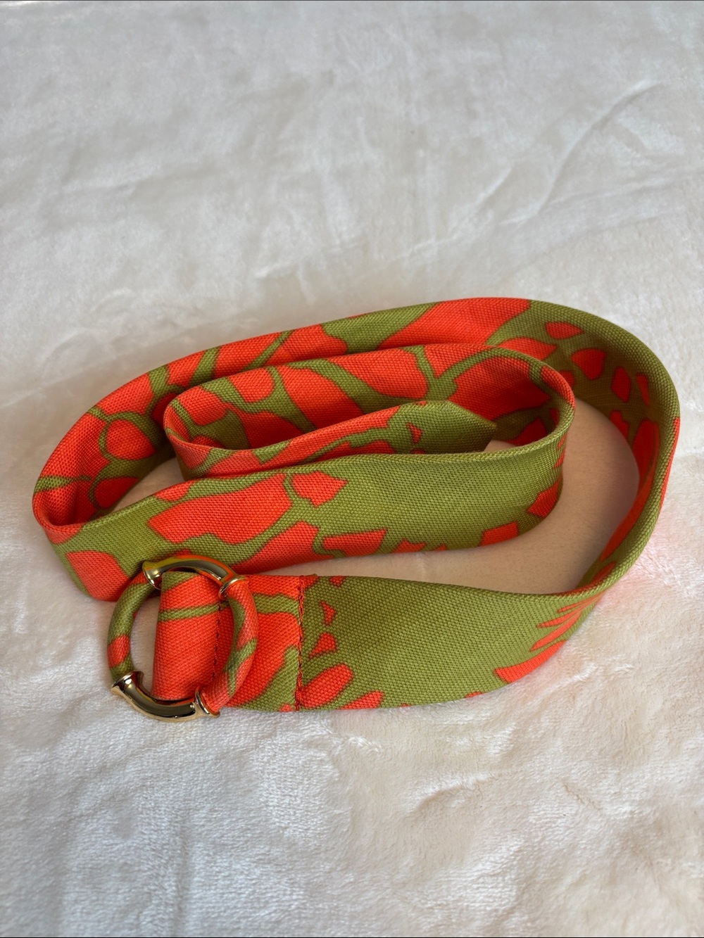 Fun! J. Crew Canvas Fashion Belt in Olive Green and Bright Orange